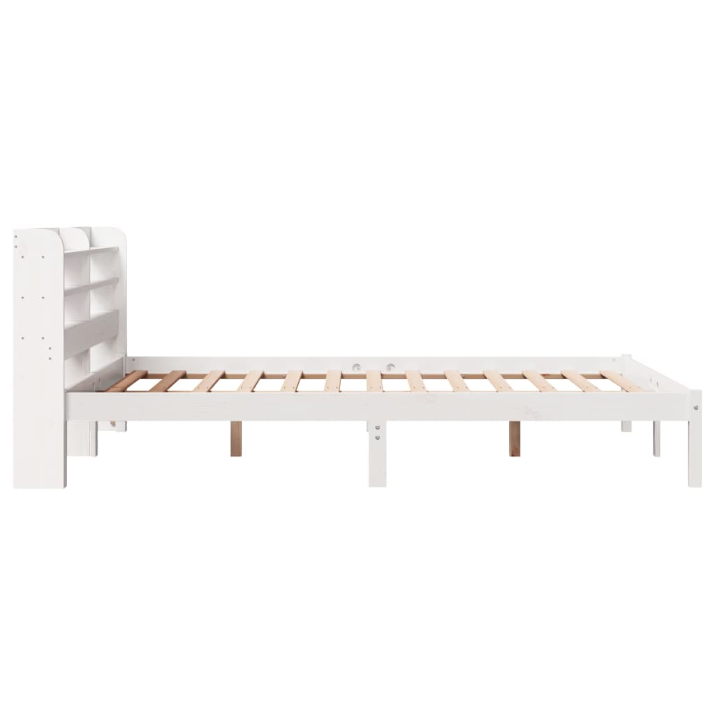 sengeramme uden madras 150x200 cm massivt fyrretræ hvid