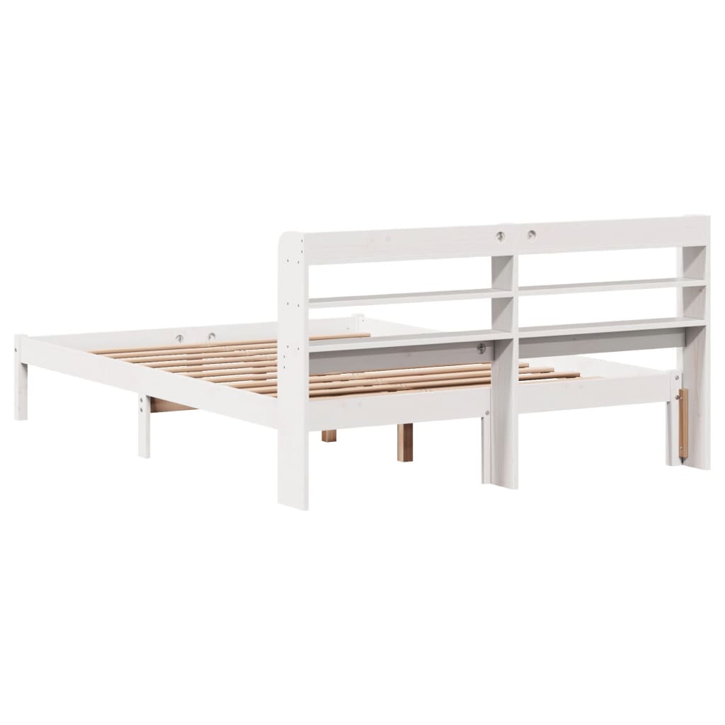 sengeramme uden madras 150x200 cm massivt fyrretræ hvid