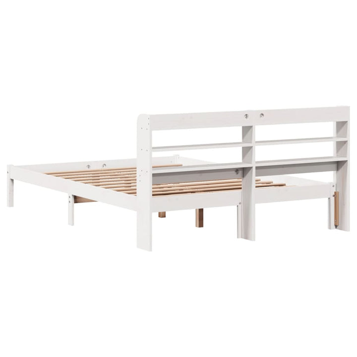 sengeramme uden madras 150x200 cm massivt fyrretræ hvid