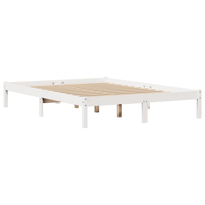 sengeramme uden madras 150x200 cm massivt fyrretræ hvid