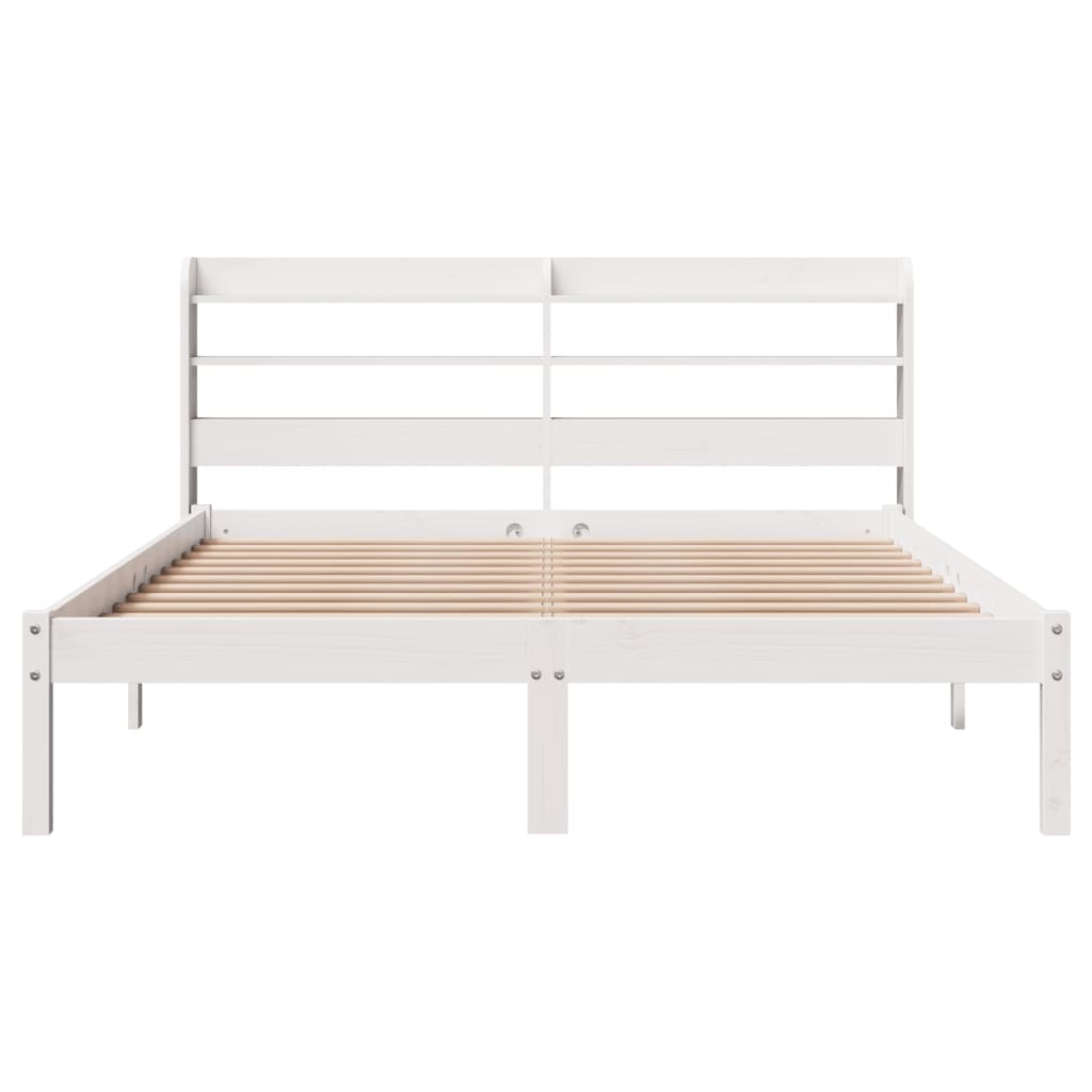 sengeramme uden madras 160x200 cm massivt fyrretræ hvid