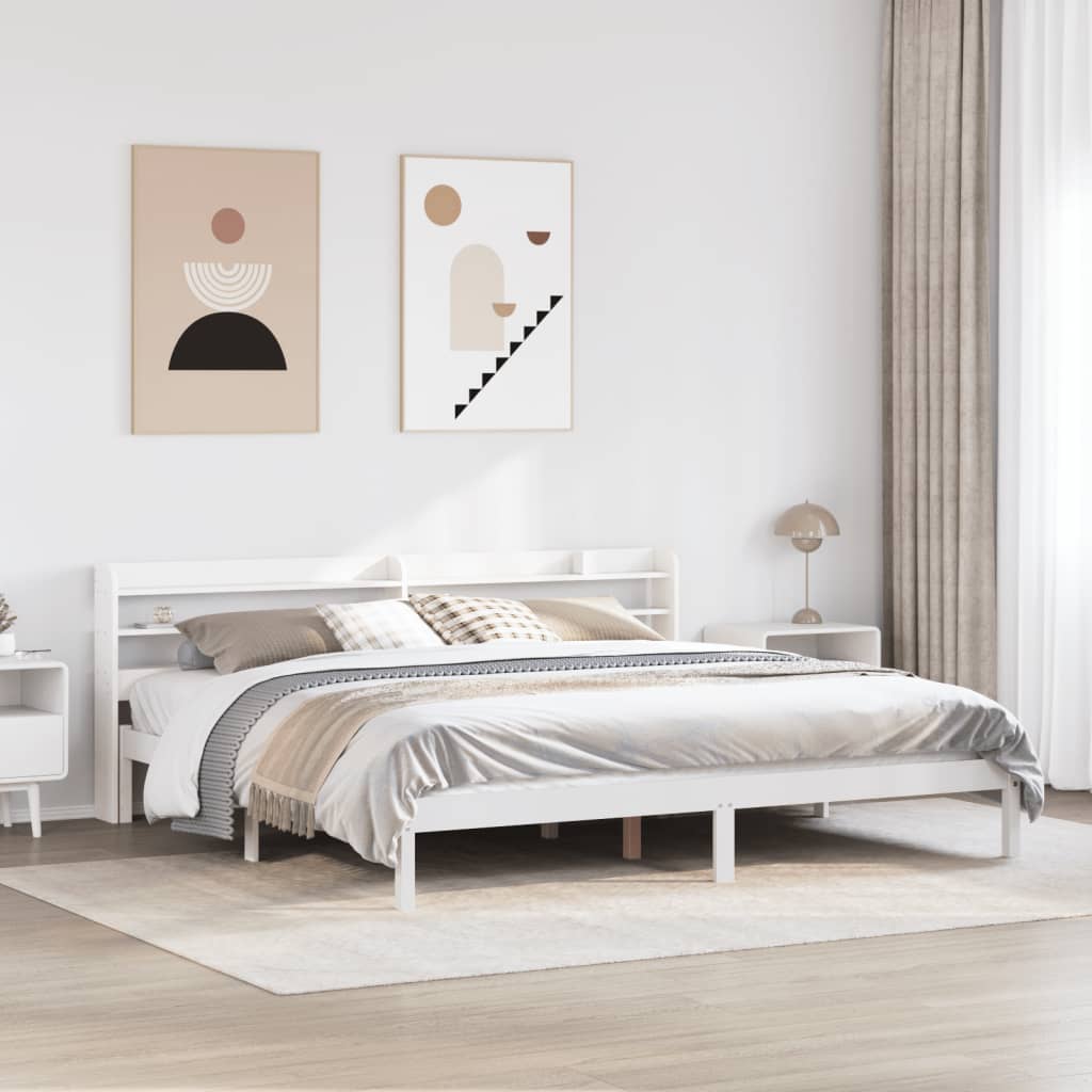 sengeramme uden madras 180x200 cm massivt fyrretræ hvid