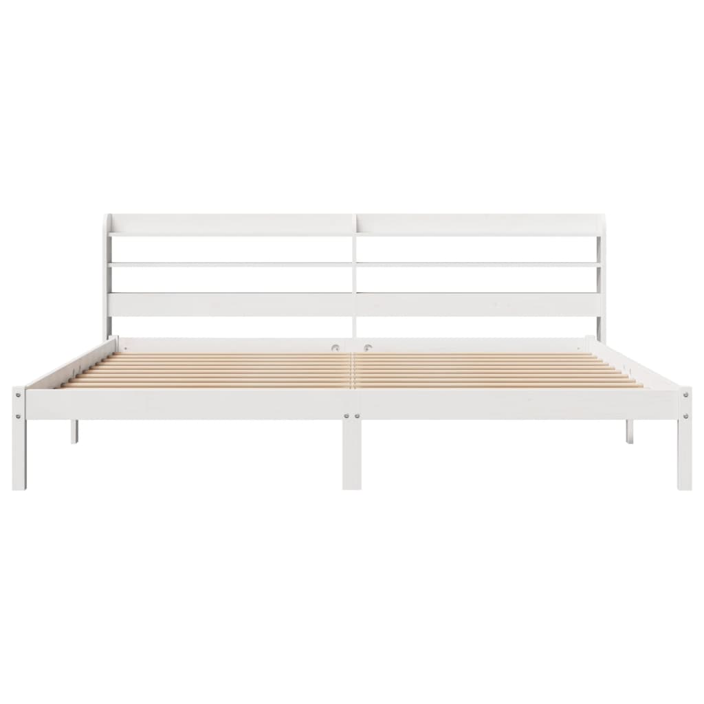 sengeramme uden madras 200x200 cm massivt fyrretræ hvid