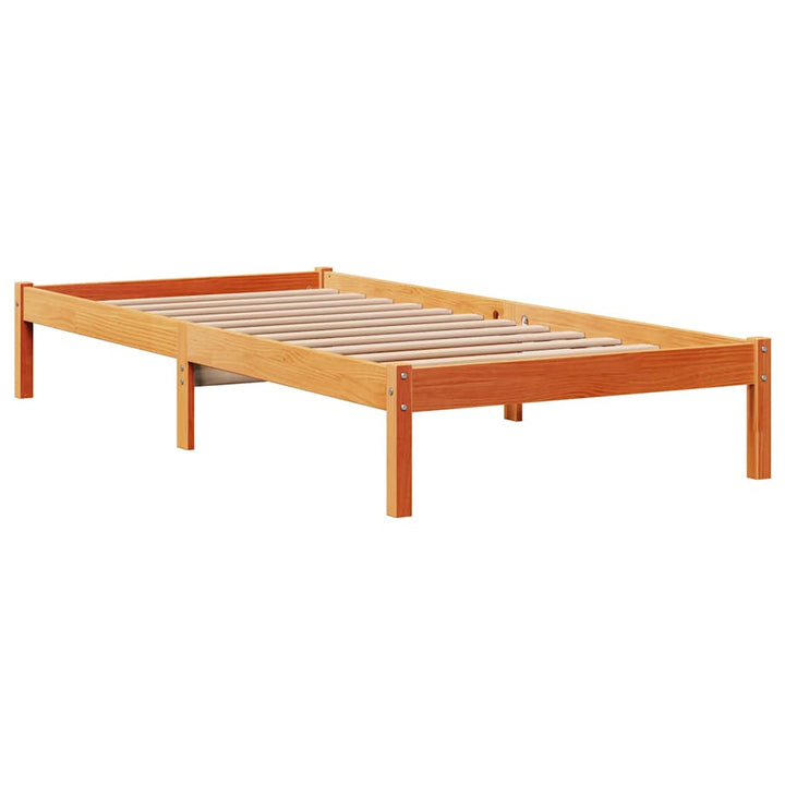 sengeramme med sengegavl 75x190 cm massivt fyrretræ gyldenbrun