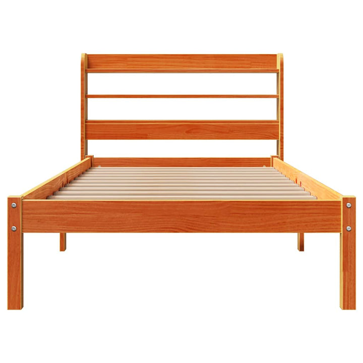 sengeramme med sengegavl 75x190 cm massivt fyrretræ gyldenbrun