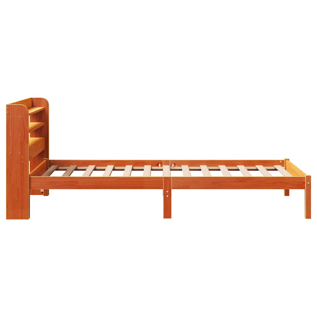 sengeramme med sengegavl 75x190 cm massivt fyrretræ gyldenbrun