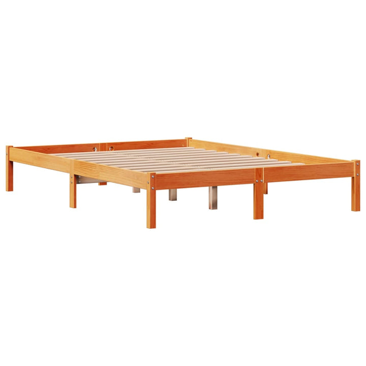 sengeramme med sengegavl 140x200 cm massivt fyrretræ gyldenbrun