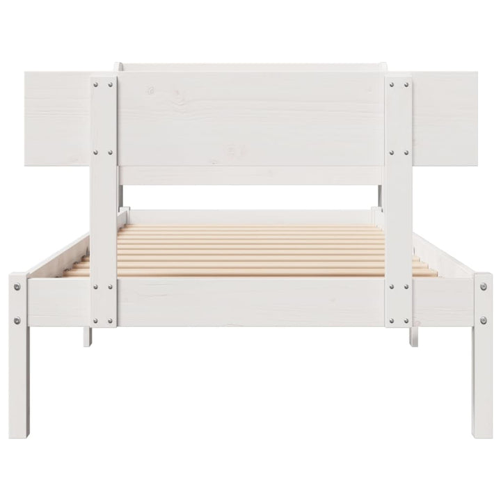 sengeramme uden madras 75x190 cm massivt fyrretræ hvid