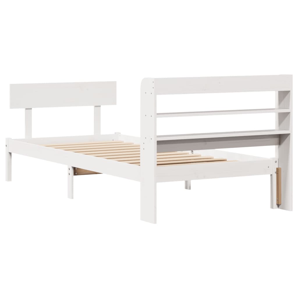 sengeramme uden madras 75x190 cm massivt fyrretræ hvid