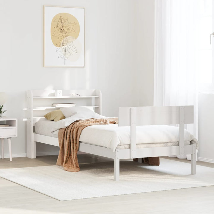 sengeramme uden madras 75x190 cm massivt fyrretræ hvid