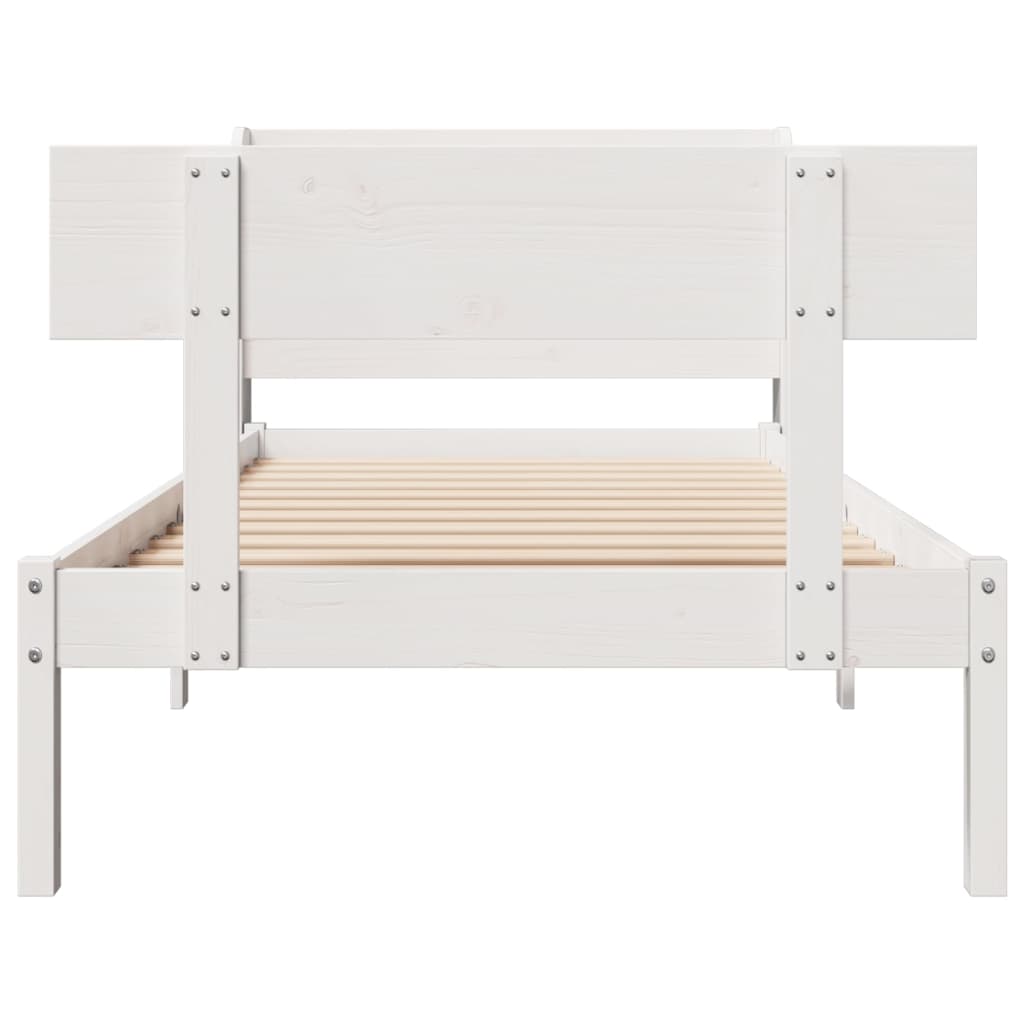sengeramme uden madras 90x190 cm massivt fyrretræ hvid