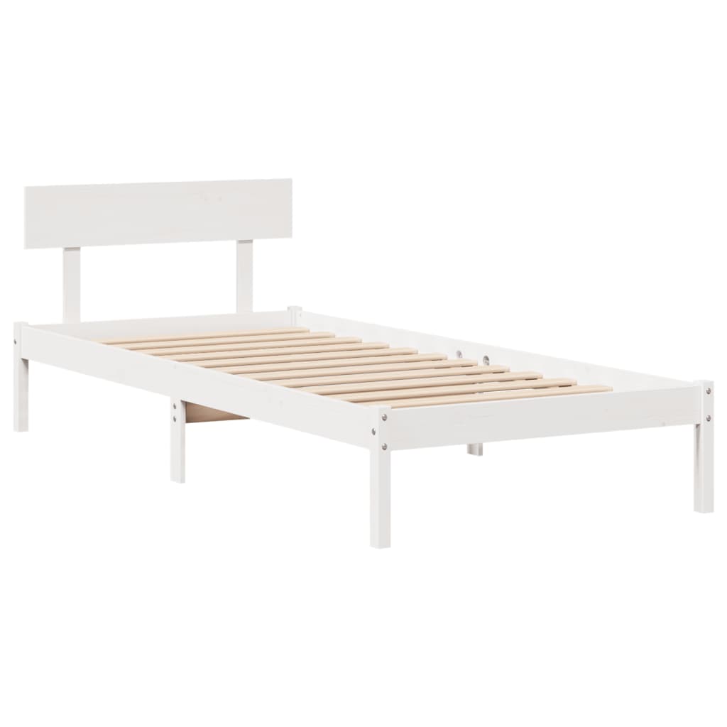 sengeramme uden madras 90x190 cm massivt fyrretræ hvid