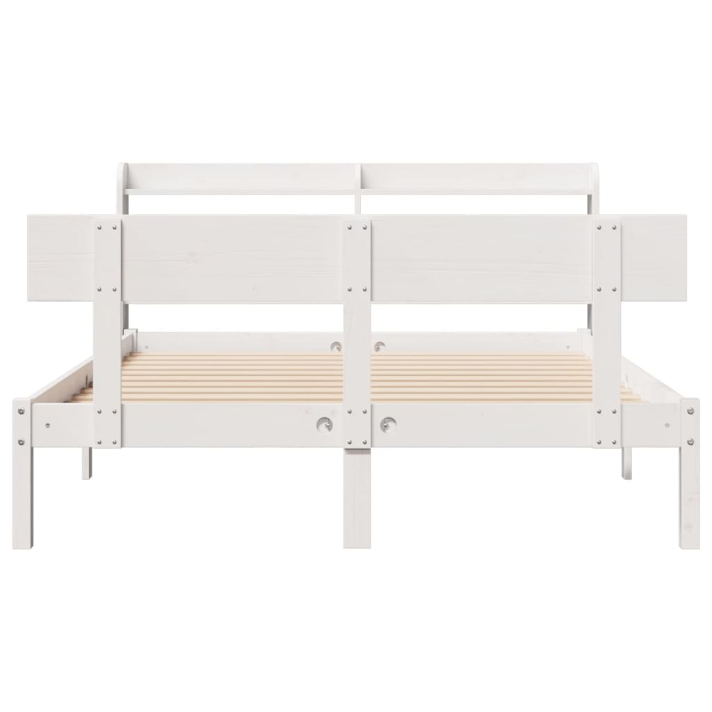 sengeramme uden madras 120x190 cm massivt fyrretræ hvid