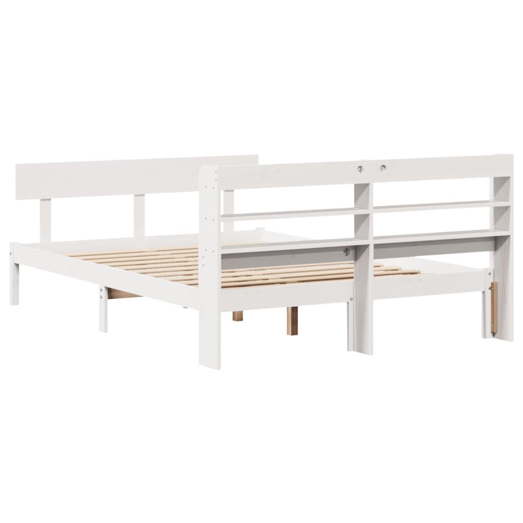 sengeramme uden madras 120x190 cm massivt fyrretræ hvid
