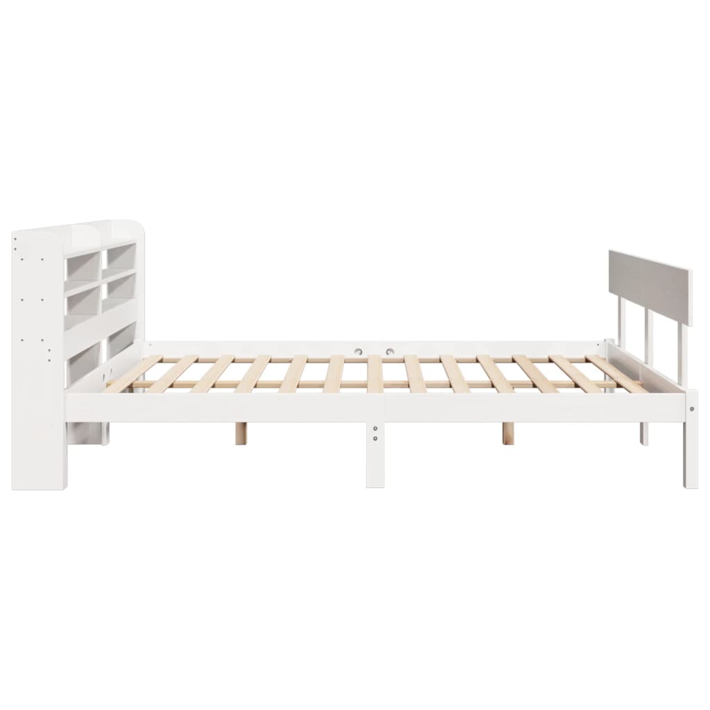 sengeramme uden madras 135x190 cm massivt fyrretræ hvid