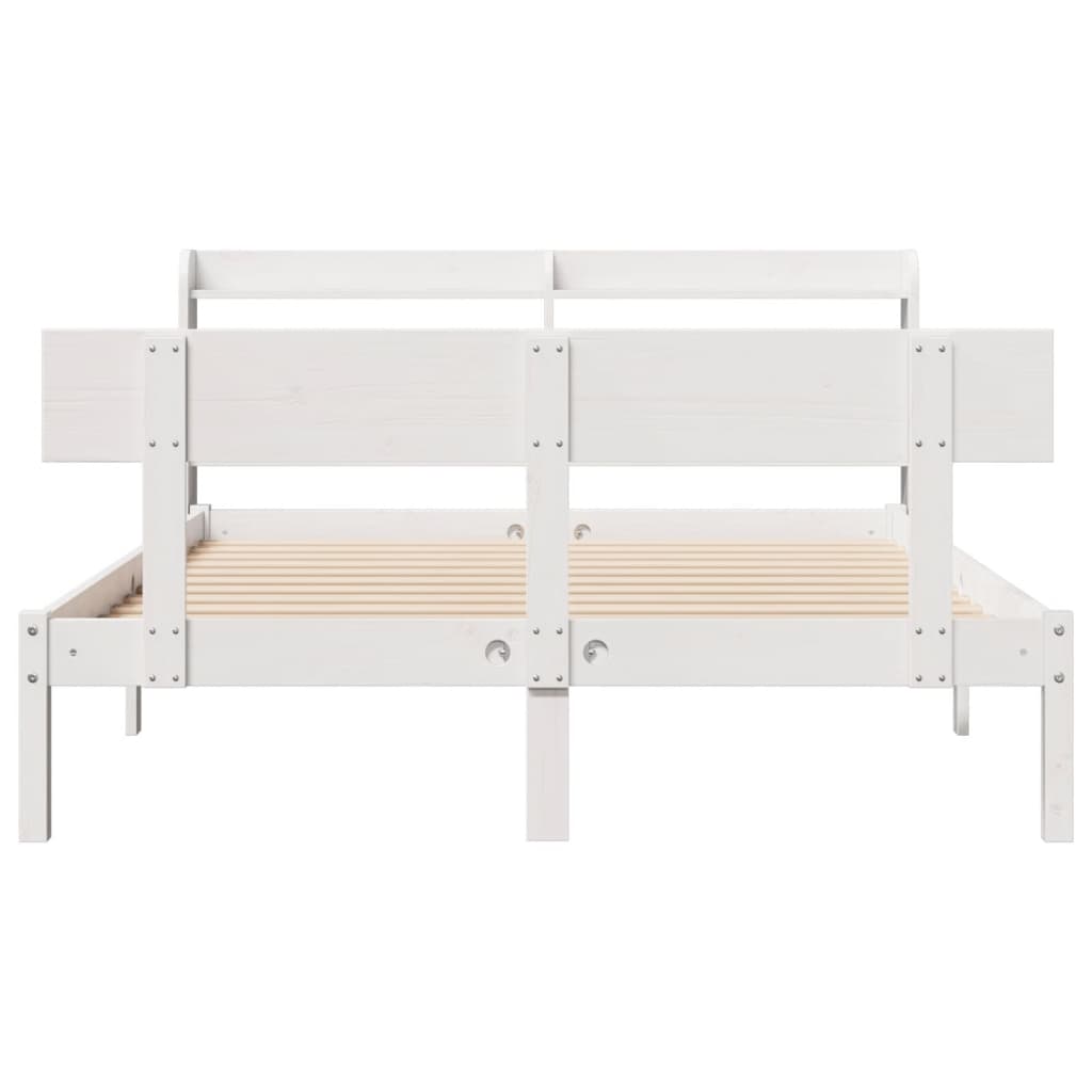 sengeramme uden madras 140x190 cm massivt fyrretræ hvid