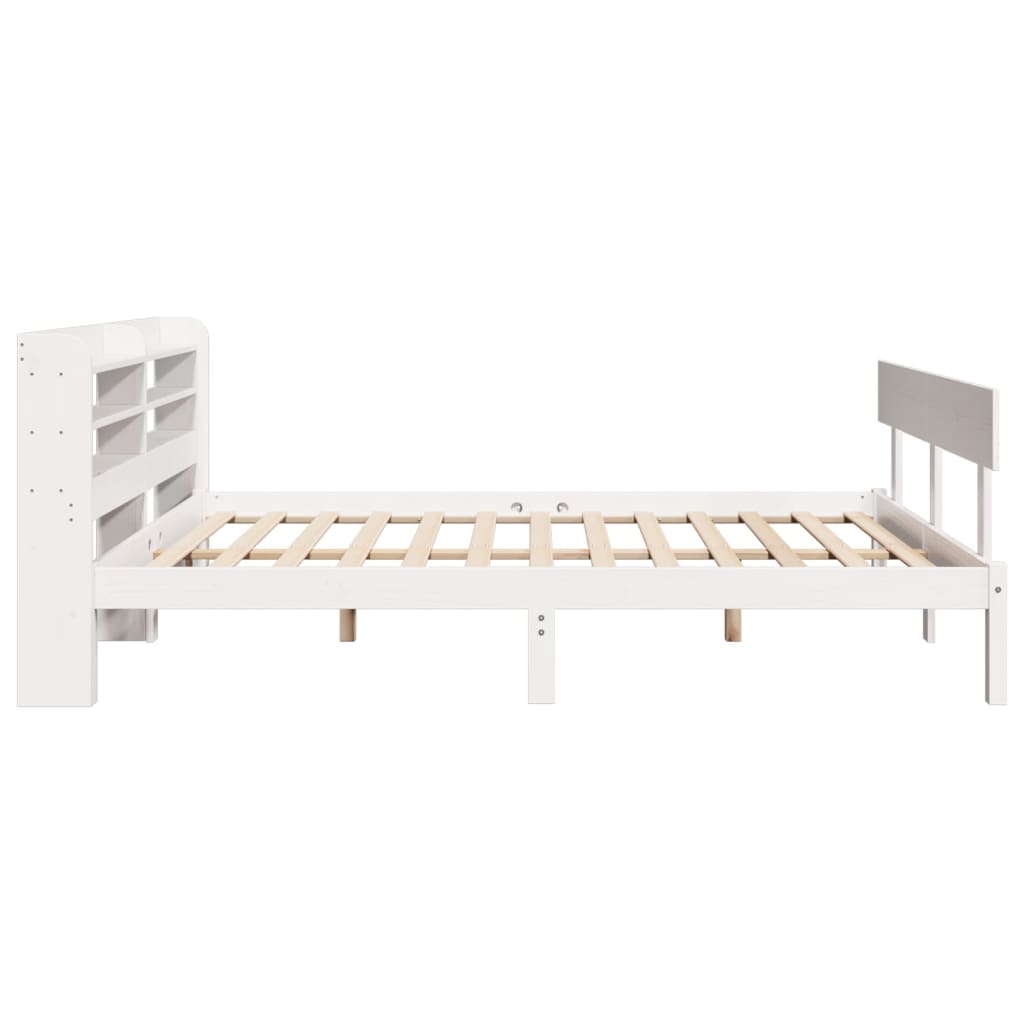 sengeramme uden madras 140x190 cm massivt fyrretræ hvid
