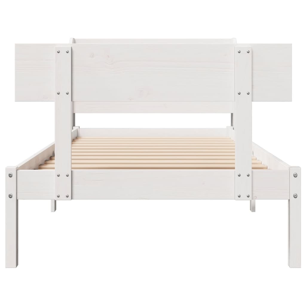 sengeramme uden madras 90x200 cm massivt fyrretræ hvid
