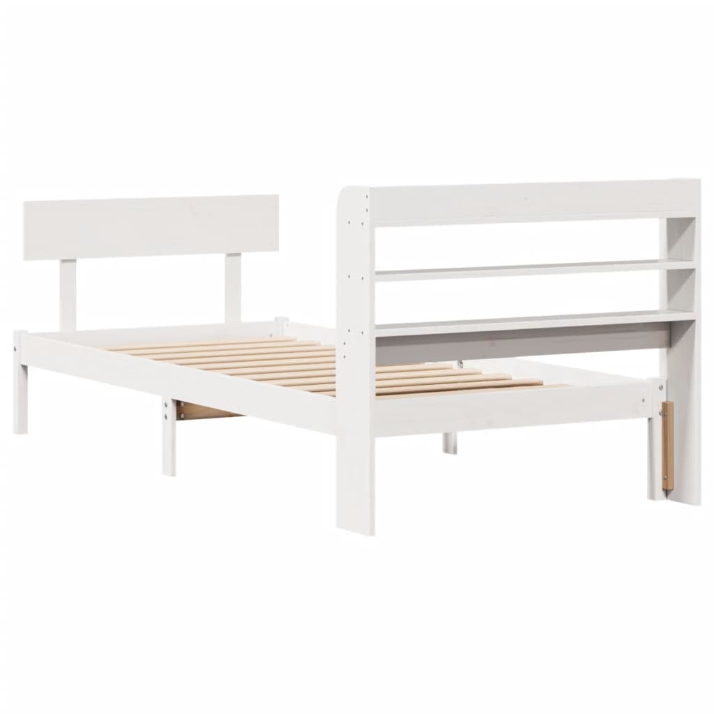 sengeramme uden madras 90x200 cm massivt fyrretræ hvid