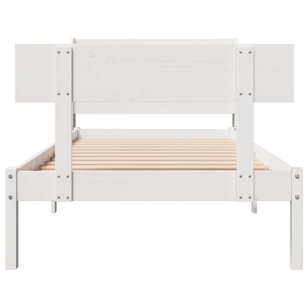 sengeramme uden madras 100x200 cm massivt fyrretræ hvid