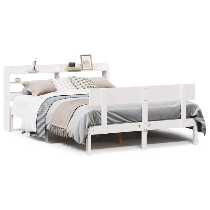 sengeramme uden madras 120x200 cm massivt fyrretræ hvid