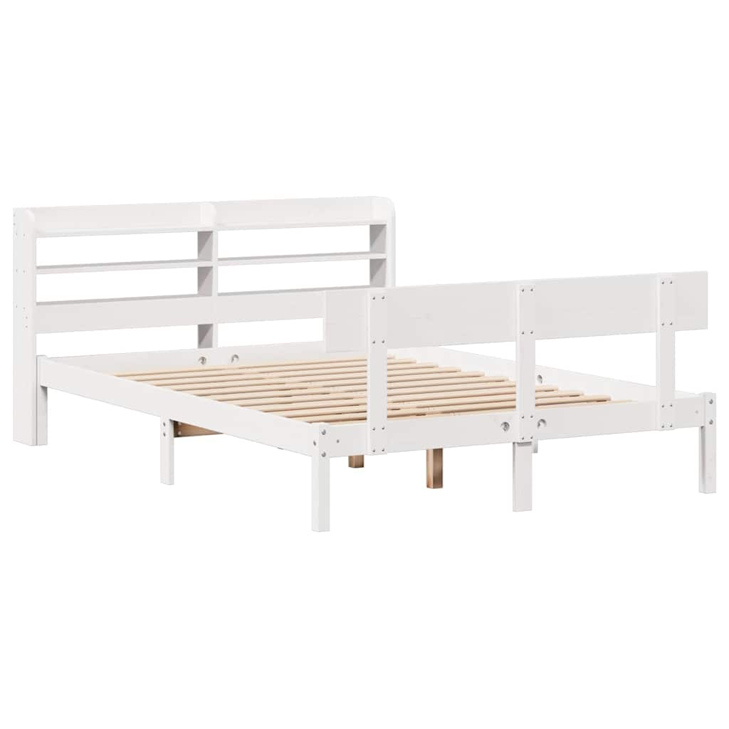 sengeramme uden madras 120x200 cm massivt fyrretræ hvid