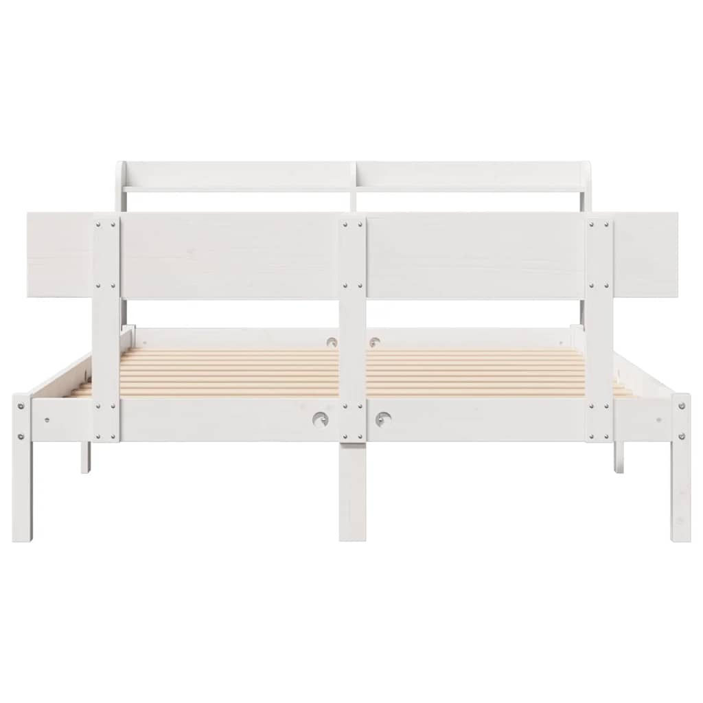 sengeramme uden madras 120x200 cm massivt fyrretræ hvid