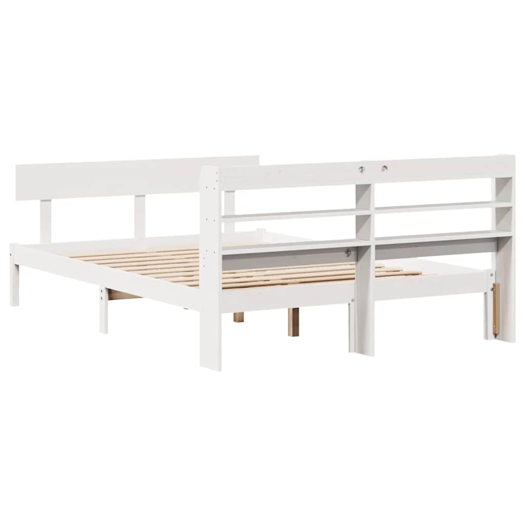 sengeramme uden madras 120x200 cm massivt fyrretræ hvid