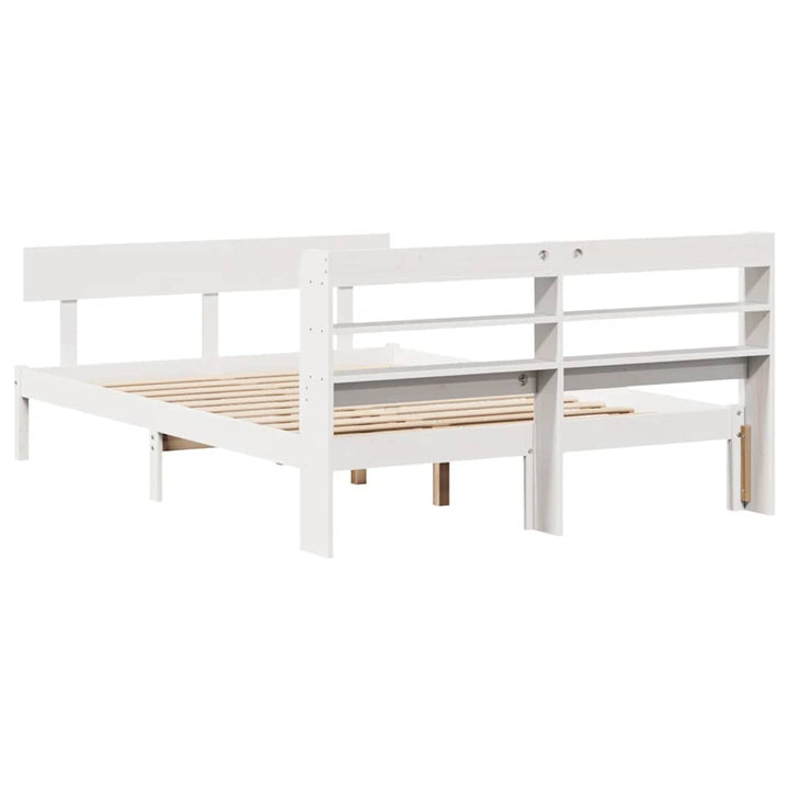 sengeramme uden madras 120x200 cm massivt fyrretræ hvid