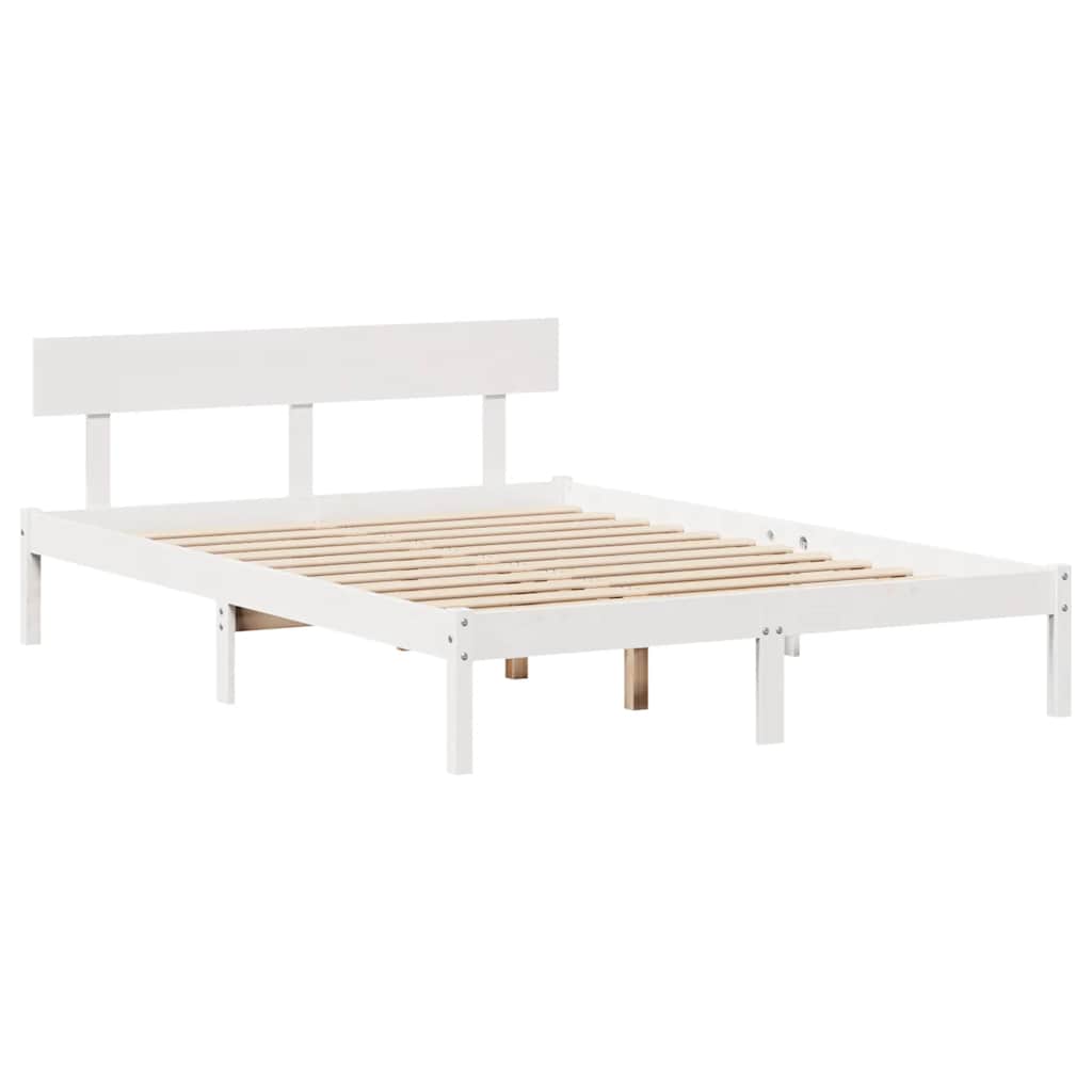 sengeramme uden madras 120x200 cm massivt fyrretræ hvid