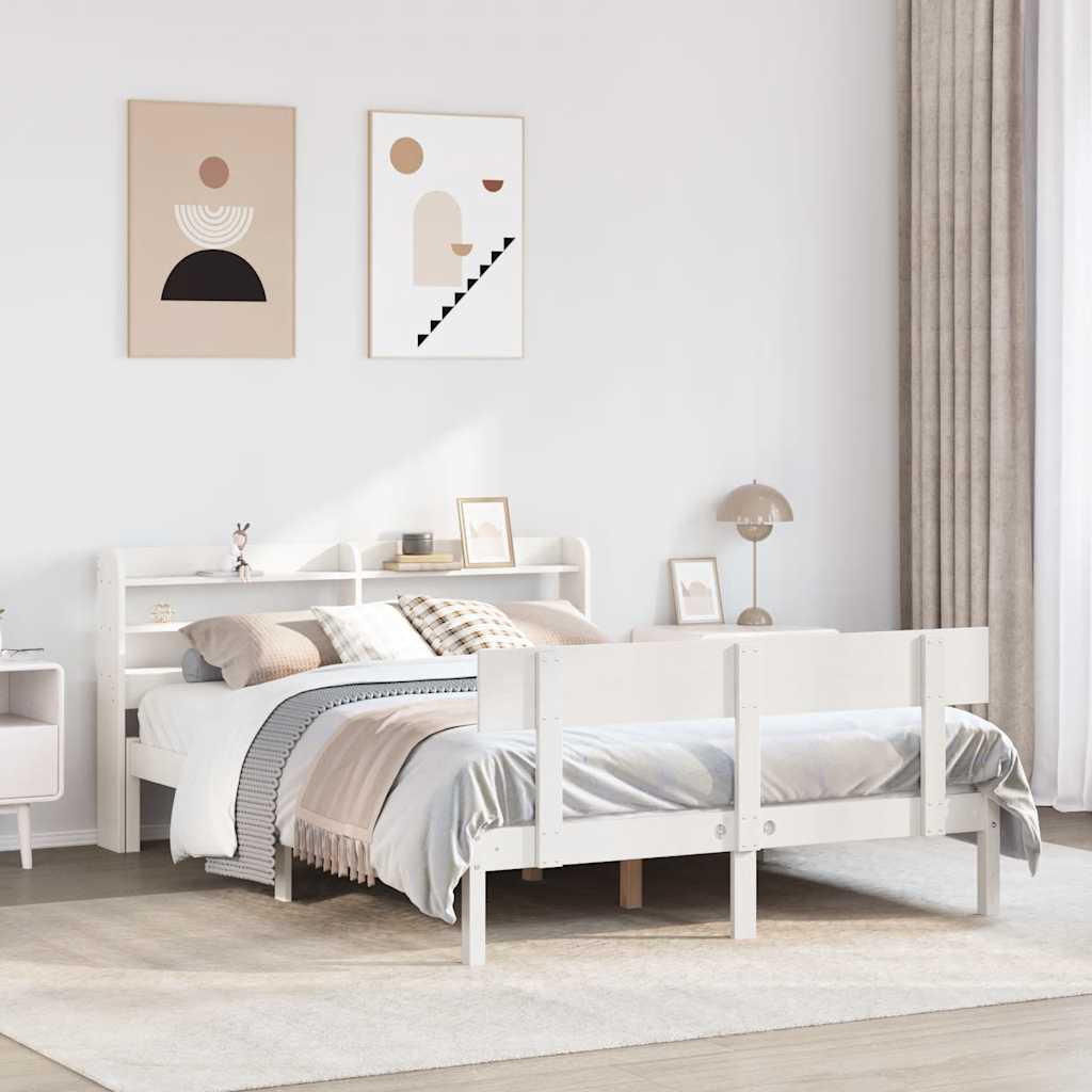 sengeramme uden madras 120x200 cm massivt fyrretræ hvid