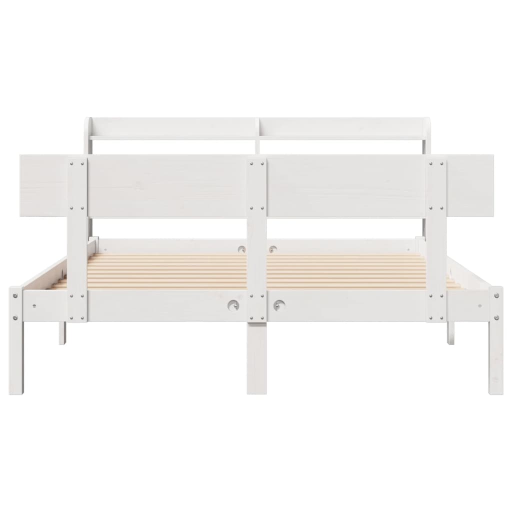 sengeramme uden madras 150x200 cm massivt fyrretræ hvid