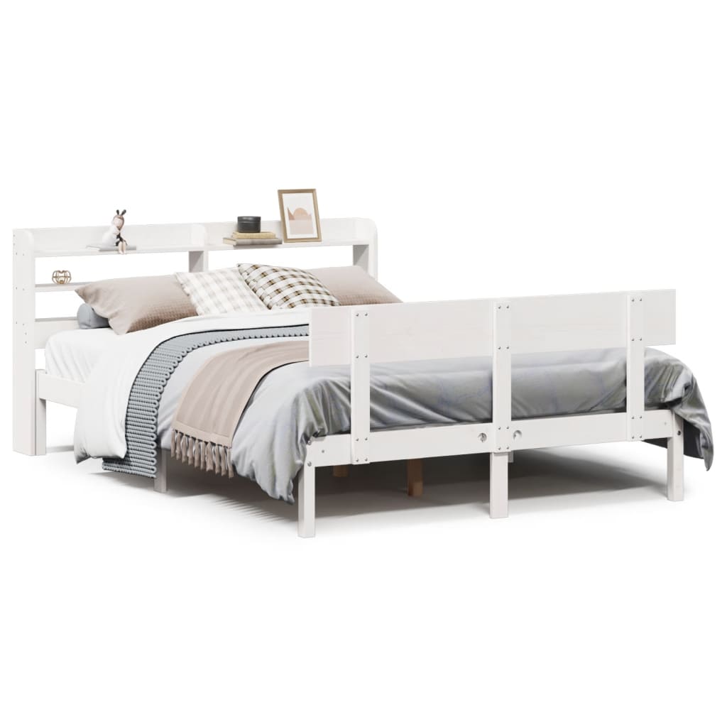 sengeramme uden madras 160x200 cm massivt fyrretræ hvid