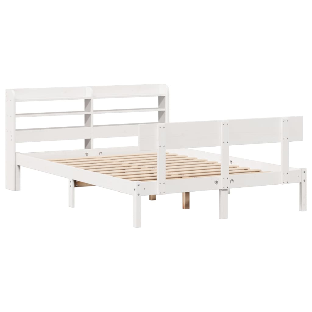 sengeramme uden madras 160x200 cm massivt fyrretræ hvid