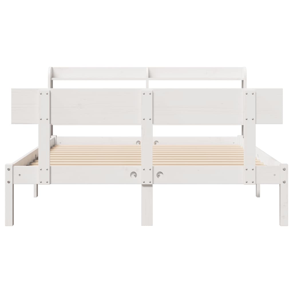 sengeramme uden madras 160x200 cm massivt fyrretræ hvid