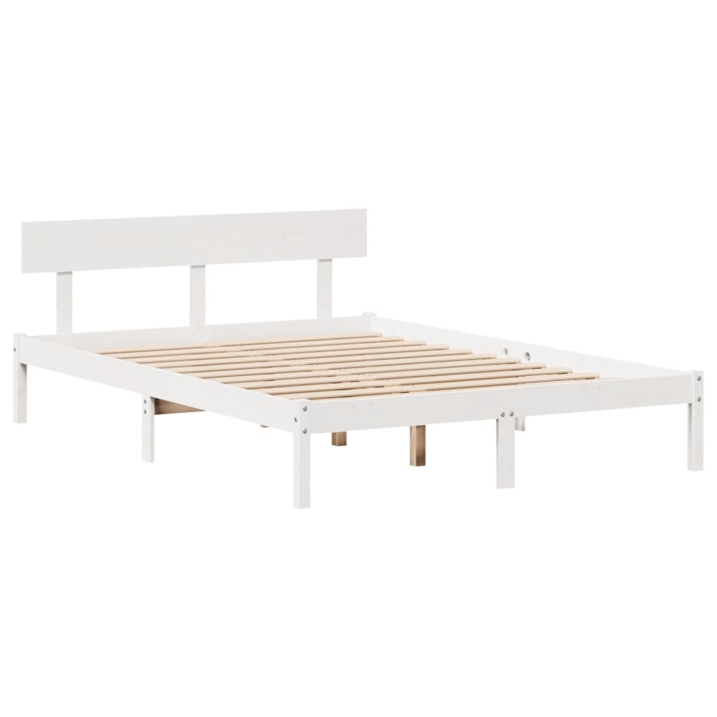 sengeramme uden madras 160x200 cm massivt fyrretræ hvid