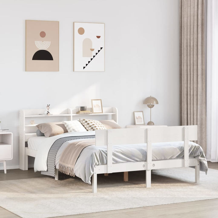 sengeramme uden madras 160x200 cm massivt fyrretræ hvid