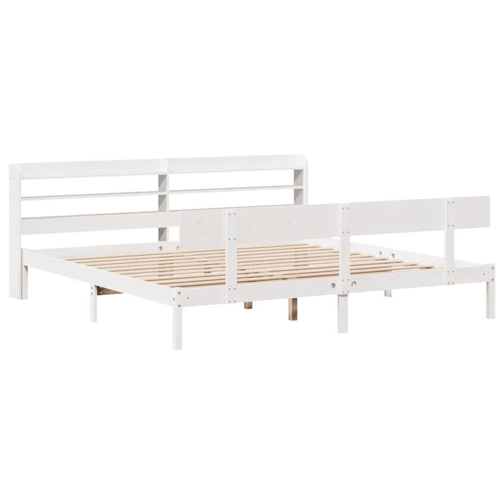 sengeramme uden madras 180x200 cm massivt fyrretræ hvid
