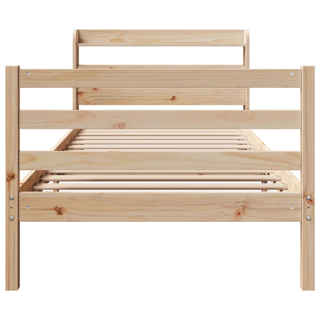 sengeramme med sengegavl 100x200 cm massivt fyrretræ