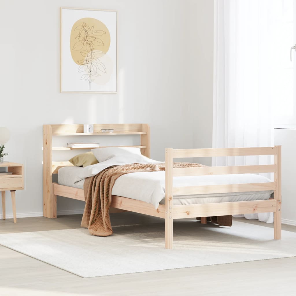 sengeramme med sengegavl 100x200 cm massivt fyrretræ