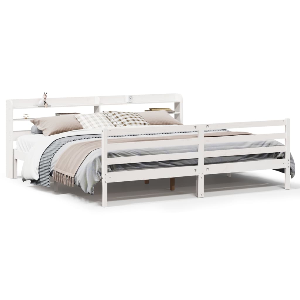 Sengeramme med hovedgærde uden madras Hvid 200x200 cm