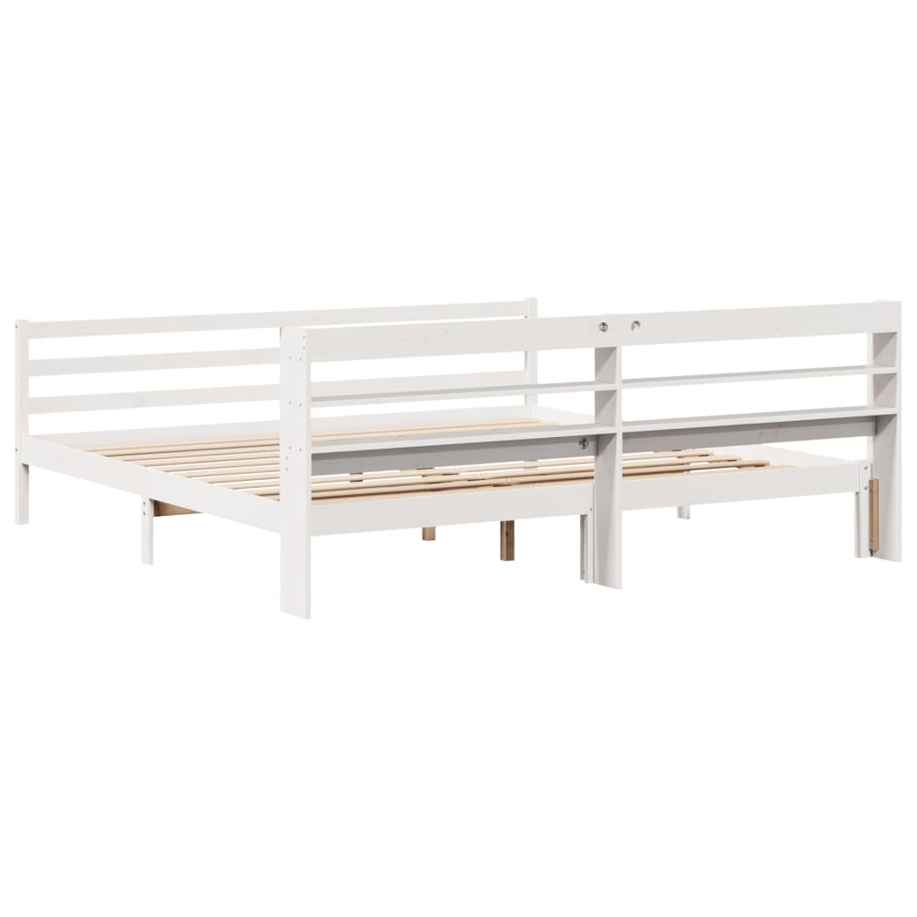 Sengeramme med hovedgærde uden madras Hvid 200x200 cm