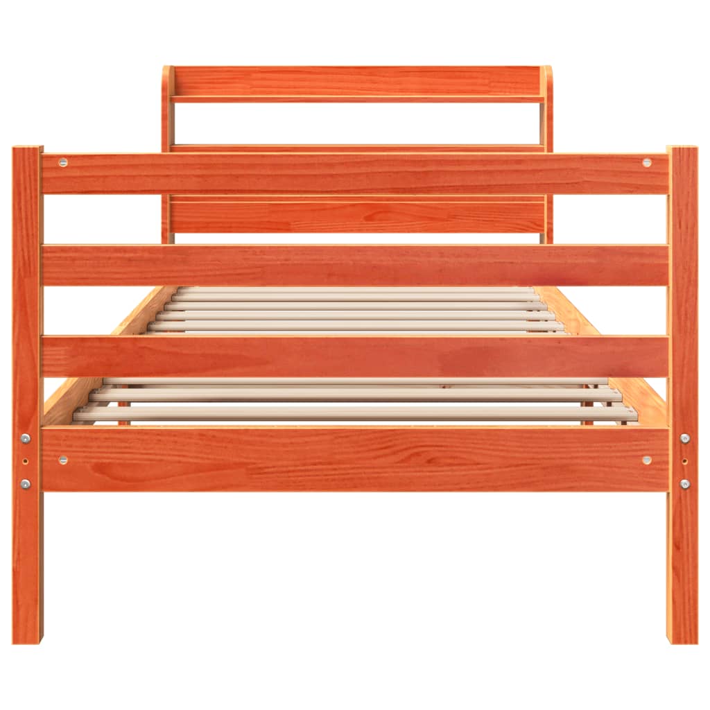 sengeramme uden madras 75x190 cm massivt fyrretræ gyldenbrun