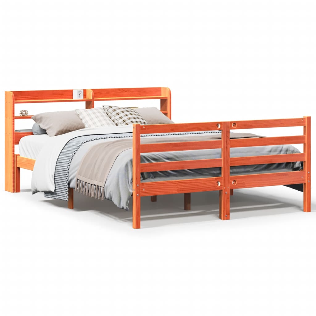 sengeramme uden madras 120x190 cm massivt fyrretræ gyldenbrun