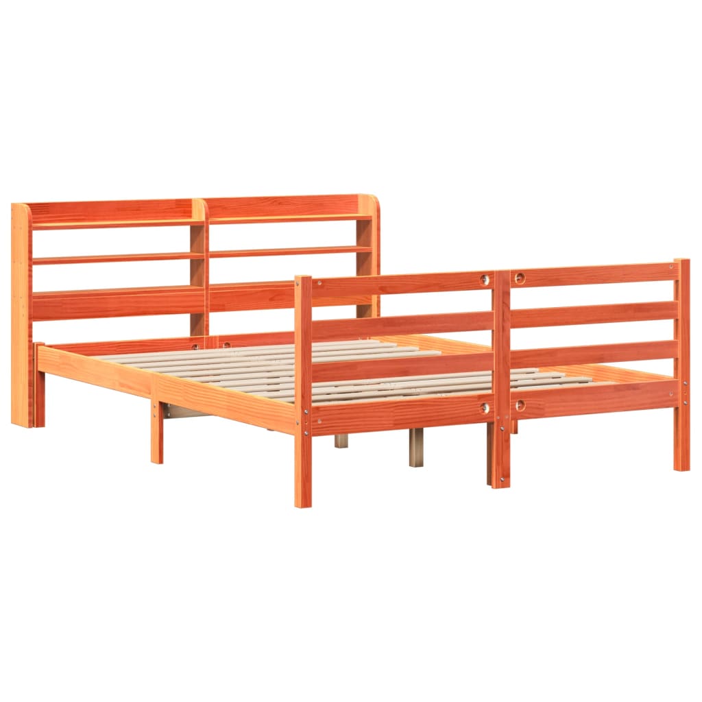 sengeramme uden madras 120x190 cm massivt fyrretræ gyldenbrun