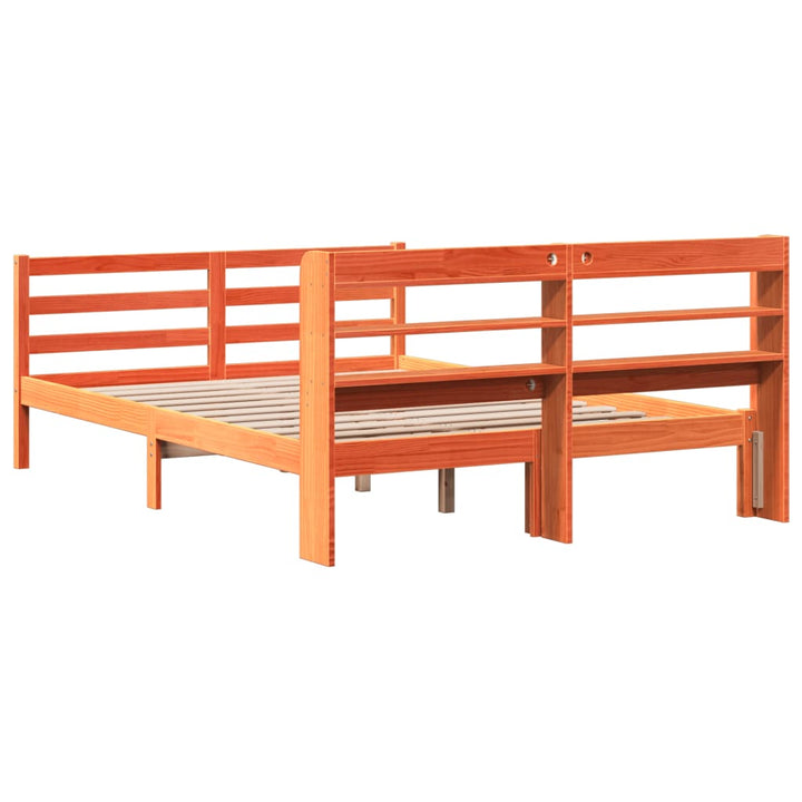 sengeramme uden madras 150x200 cm massivt fyrretræ gyldenbrun