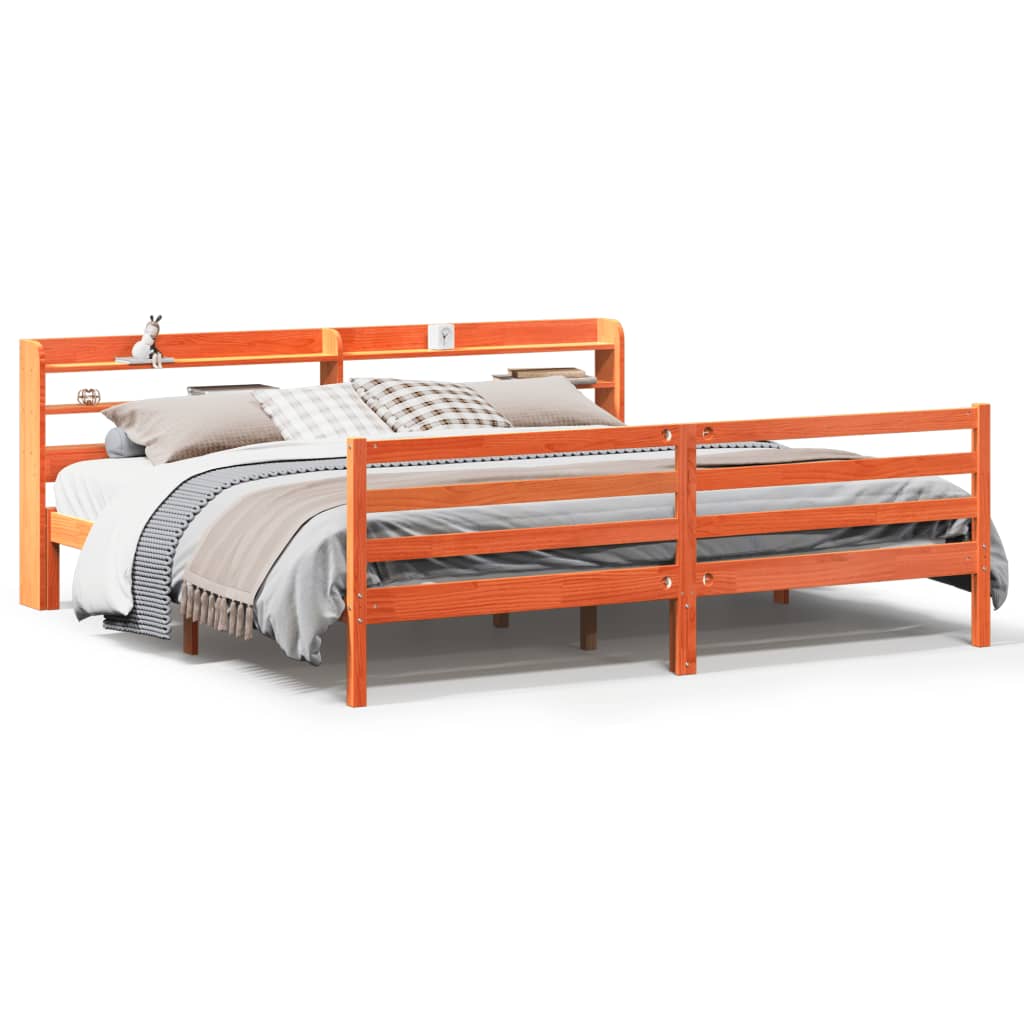 sengeramme uden madras 200x200 cm massivt fyrretræ gyldenbrun