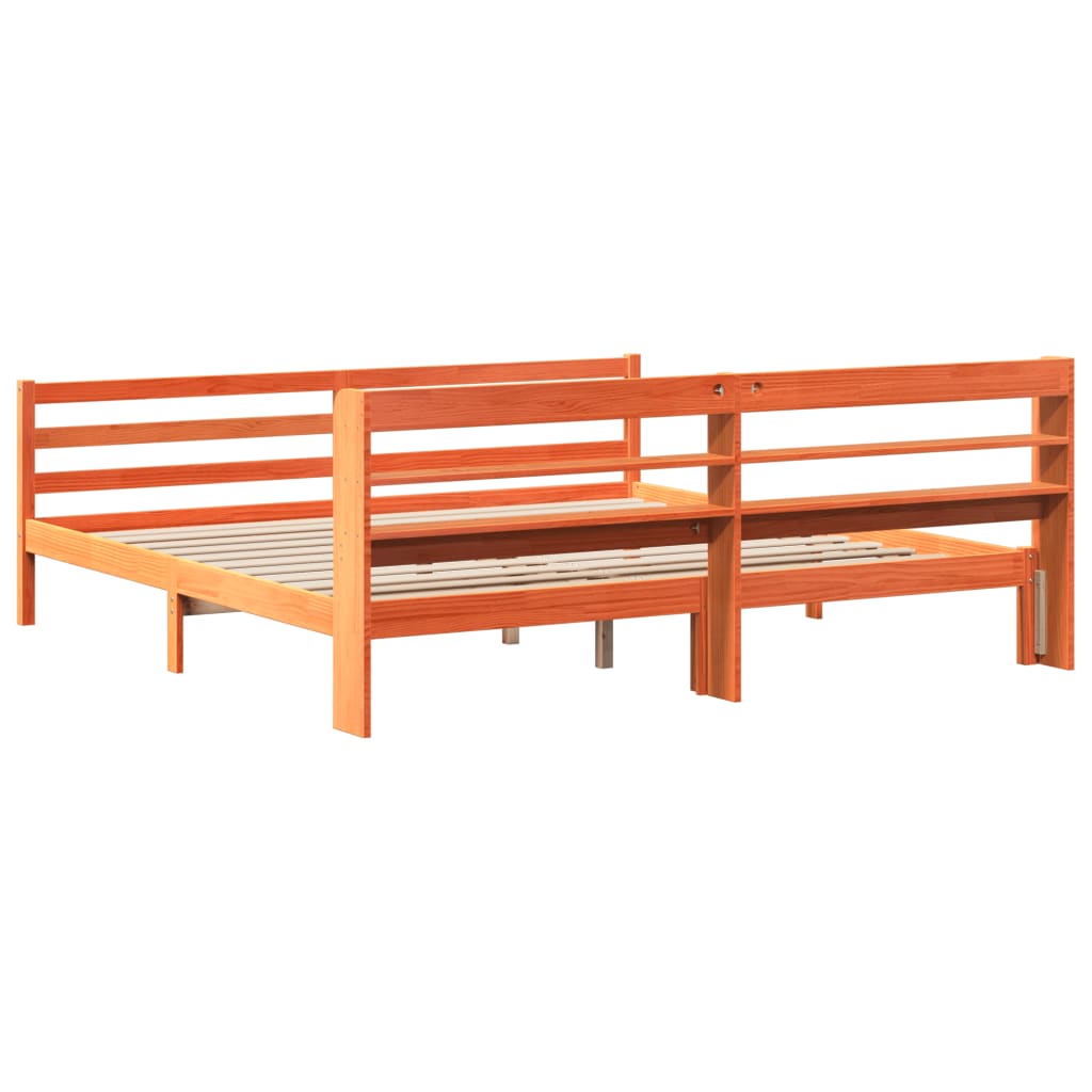 sengeramme uden madras 200x200 cm massivt fyrretræ gyldenbrun