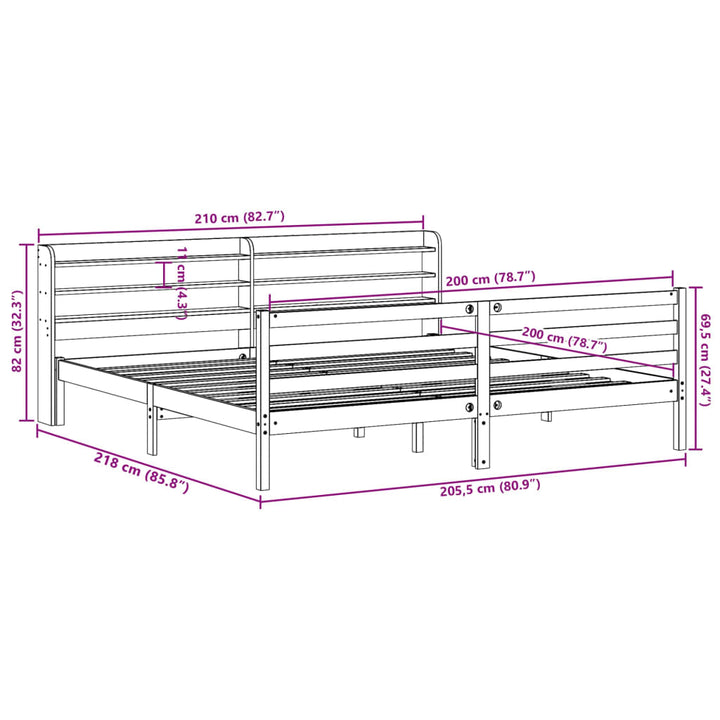 sengeramme uden madras 200x200 cm massivt fyrretræ gyldenbrun