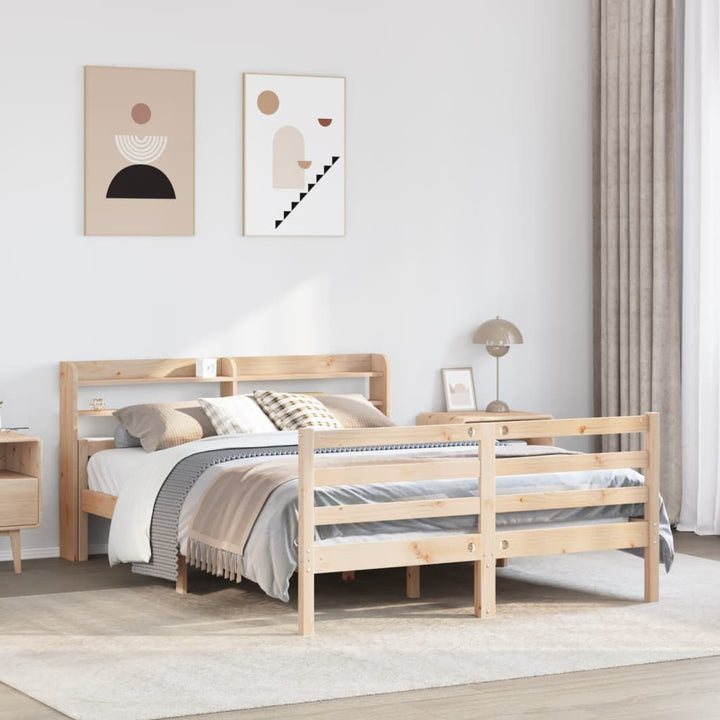 sengeramme med sengegavl 135x190 cm massivt fyrretræ hvid